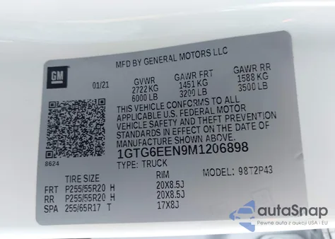 2021 GMC Canyon 4Wd Short Box Denali из США, поврежденный, VIN 1GTG6EEN9M1206898